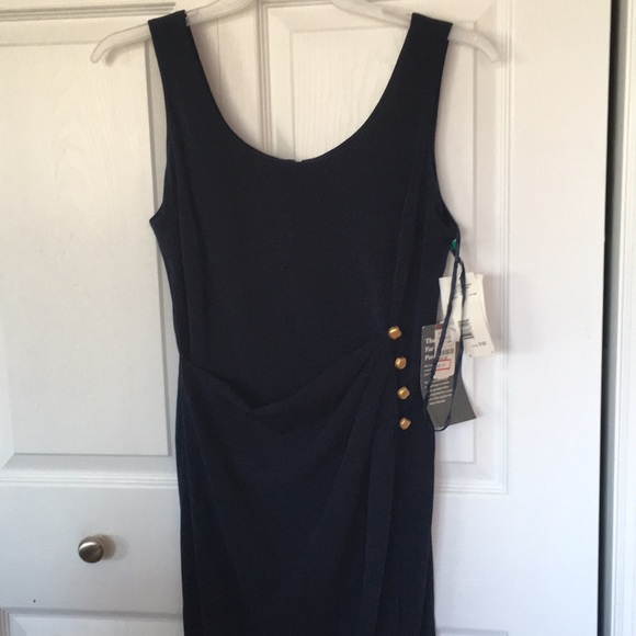 NWT full length Evan picone navy dress 10 - Picture 3 of 7